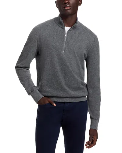 Hugo Boss Ebrando Quarter Zip Sweater In Medium Grey