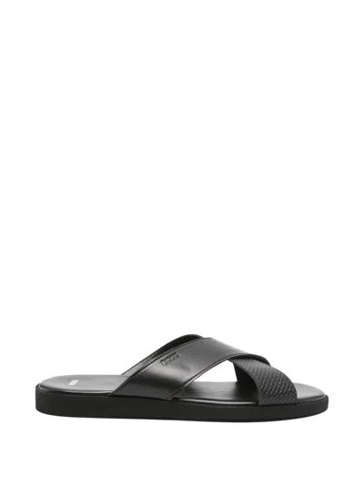 Hugo Boss Ecoleather Sandals In Black