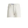 Hugo Boss Ecru Denim Shorts With Raw Hem In White