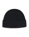 Hugo Boss Edo Wool Blend Ribbed Knit Beanie In Dark Blue