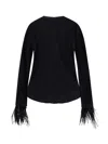 Hugo Boss Efedera Feather Cuff Top In Black