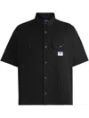 Hugo Boss Oversized-fit Shirt In Cotton Twill With Zip Closure In Black