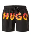 Hugo Boss Elastic Belt Swimming Trunks In Black