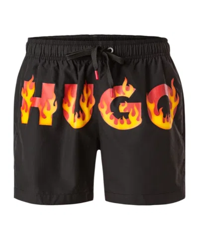 Hugo Boss Elastic Belt Swimming Trunks In Black