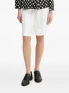 Hugo Boss Elastic-waist Linen Shorts In White