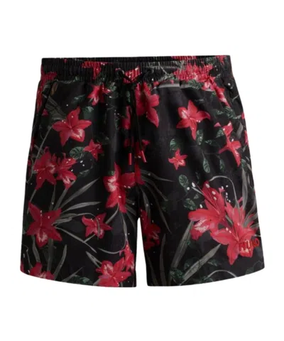 Hugo Boss Elastic Waist Swimming Trunks In Black
