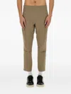 Hugo Boss Cropped Elastic Waistband Trousers With Button Detail In Brown