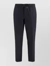 Hugo Boss Elastic Waistband Wool Blend Trousers With Two Back Welt Pockets In Black