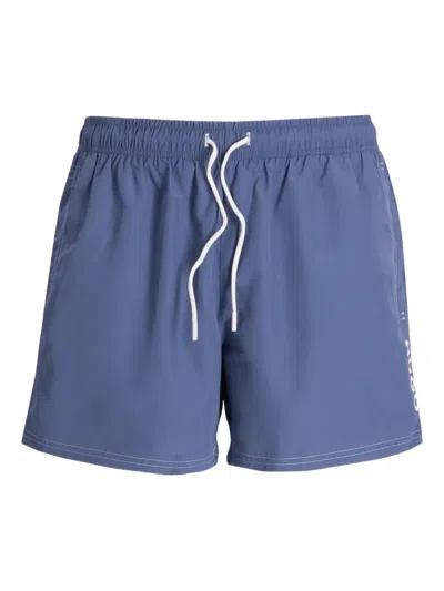 Hugo Boss Elasticated-drawstring Swim Shorts In Blue