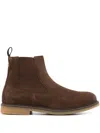 Hugo Boss Elasticated-panel Suede Boots In Brown
