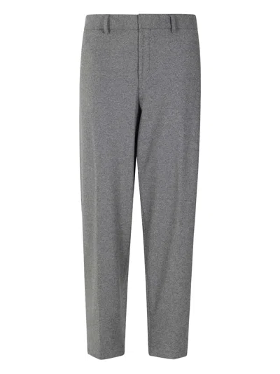 Hugo Boss Soft Flannel Trousers With Elastic Waistband In Gray