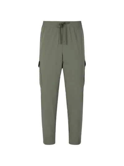 Hugo Boss Elasticated-waist Poplin Cargo Pants In Green