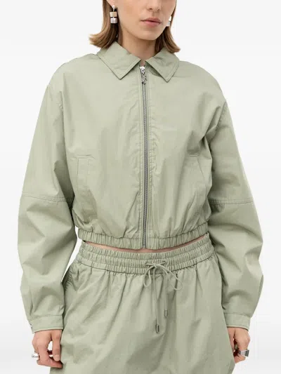 Hugo Boss Elasticated-hem Zip-up Jacket In Green