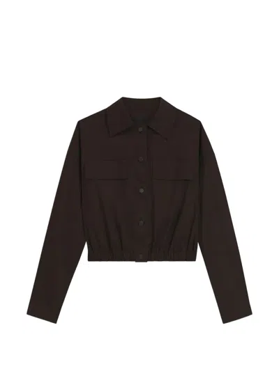 Hugo Boss Elasticated-waist Cropped Jacket In Brown