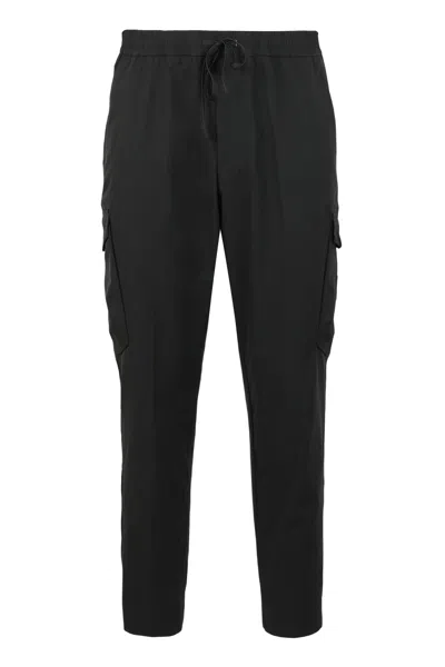 Hugo Boss Boss Slim-fit Elastic Poplin Cargo Pants With Quick-dry Finish In Black