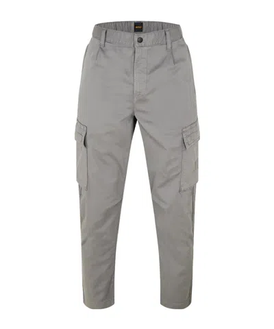Hugo Boss Elasticwaist Cargo Trousers In Gray