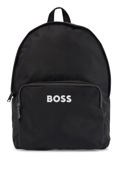 Hugo Boss Elegant And Functional Black Backpack In Rpl With Front Pocket Catch_3.0