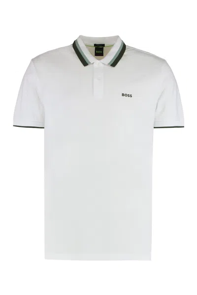 Hugo Boss Comfortable Cotton Polo Shirt With Contrasting Collar In White