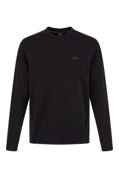 Hugo Boss Elegant Cotton Round Neck Men's Sweatshirt In Black