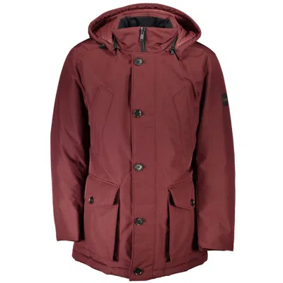 Hugo Boss Elegant Pink Long-sleeved Jacket With Hood In Burgundy