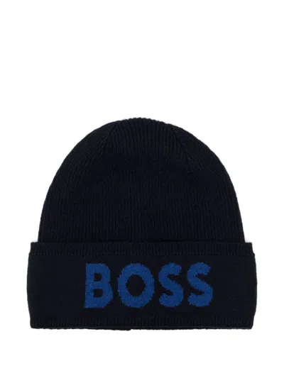 Hugo Boss Elio Beanie In Blue