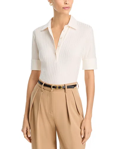 Hugo Boss Ellera Ribbed Top In Open White