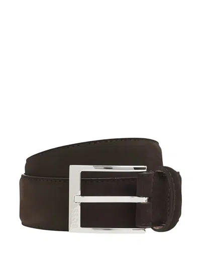 Hugo Boss Square-buckle Leather Belt In Metallic