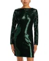 Hugo Boss Boss Emaxa Sequin Long Sleeve Minidress In Court Green