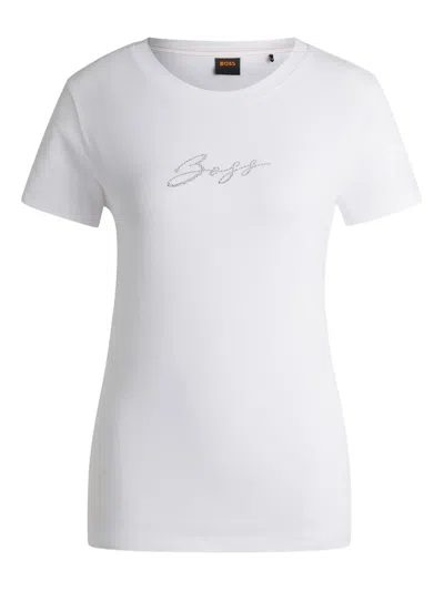 Hugo Boss Embellished Short-sleeve T-shirt In White
