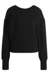 Hugo Boss Embellished Sweatshirt In Cotton Terry With Ribbed Trims In Black