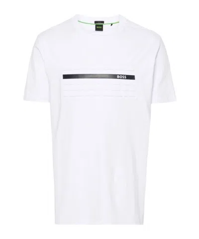Hugo Boss Embossed-detail Cotton T-shirt In White