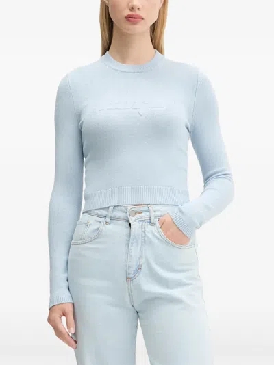 Hugo Boss Embossed Detail Sweater In Blue
