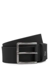 Hugo Boss Embossed-leather Belt With Pin Buckle And Logo Keeper In Black