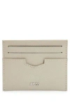 Hugo Boss Embossed-leather Card Holder With Metal Logo Lettering In Khaki
