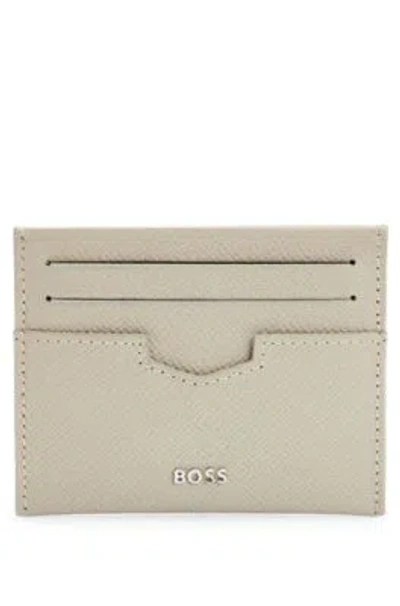 HUGO BOSS EMBOSSED-LEATHER CARD HOLDER WITH METAL LOGO LETTERING