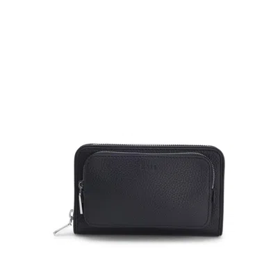 Hugo Boss Embossed-logo Crossbody Bag In Italian Leather In Black