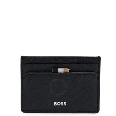 Hugo Boss Embossed Logo Leather Card Case In Black