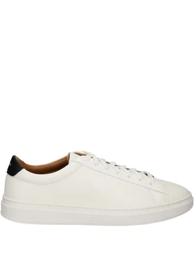Hugo Boss Embossed-logo Leather Sneakers In Neutral