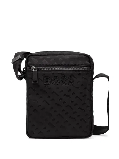 Hugo Boss Embossed-logo Messenger Bag In Black