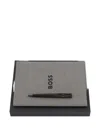 Hugo Boss Embossed-logo Notebook And Pen Set In Gray