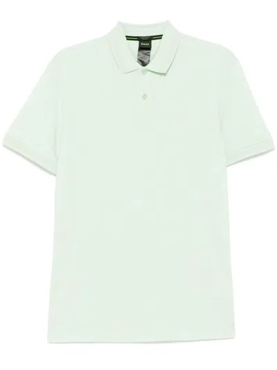 Hugo Boss Knitted-border Cotton Polo Shirt In 绿色
