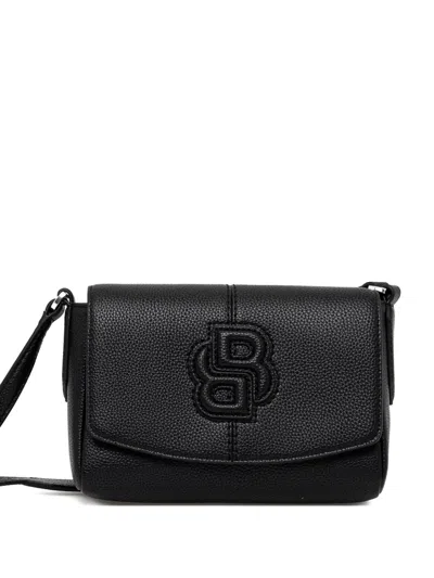 Hugo Boss Embossed-logo Shoulder Bag In Black
