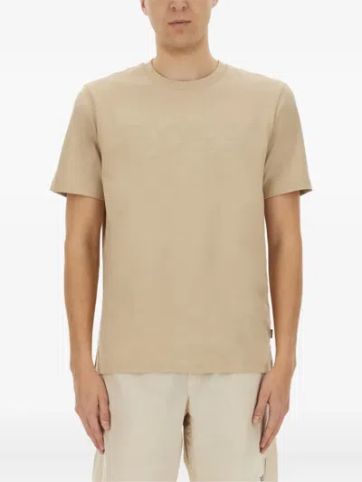 Hugo Boss Embossed-logo T-shirt In Neutral
