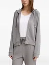 Hugo Boss Embossed-logo Zip-up Hoodie In Gray