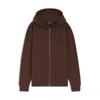 Hugo Boss Embossed-logo Zip-up Hoodie In Cotton Terry In Brown