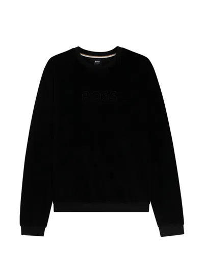 Hugo Boss Boss Velour Sweatshirt In Black