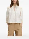 Hugo Boss Embroidered Cotton Blouse In Neutral