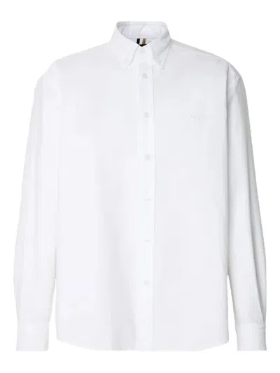 Hugo Boss Embroidered Cotton Shirt In White