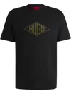 Hugo Boss Cotton-jersey T-shirt With Geometric Logo Embroidery In Black