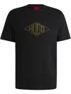 Hugo Boss Cotton-jersey T-shirt With Geometric Logo Embroidery In Black